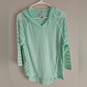 No Boundaries Hooded Top with Lace Sleeves